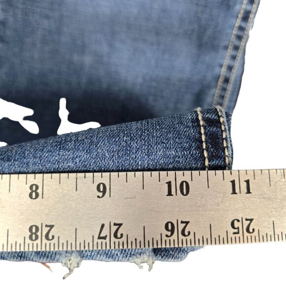 TK Axel Slim Boot Cut Distressed Jeans 38X30 Men's Blue Denim - Picture 12 of 13